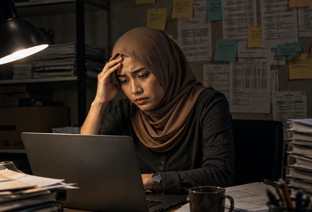 Wanita tertekan bekerja lewat malam